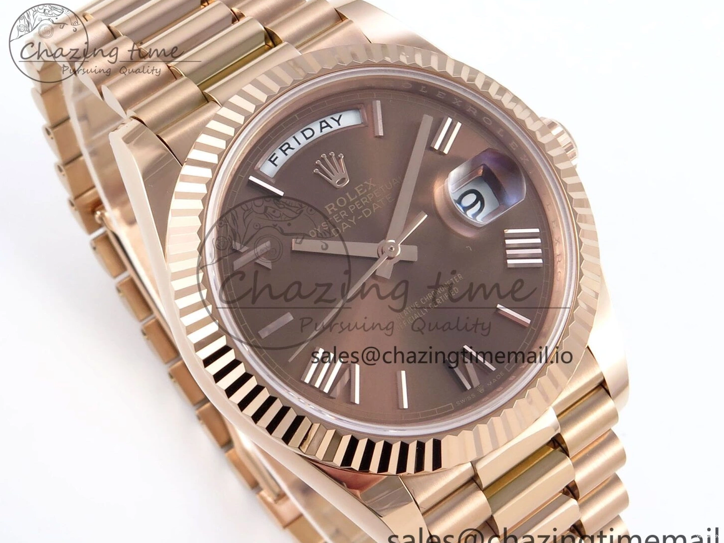 (Gain Best 40 RG A2836 Brown 228235 1:1 Weight) Noob Dial Edition Roman Bracelet President Date Day on 0326